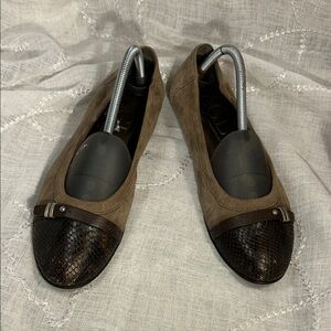 AGL Cap toe ballet flats made in Italy leather with sparkle